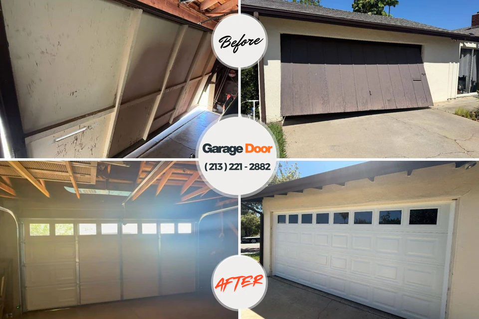 Before and after: garage door repair Laurel, DE